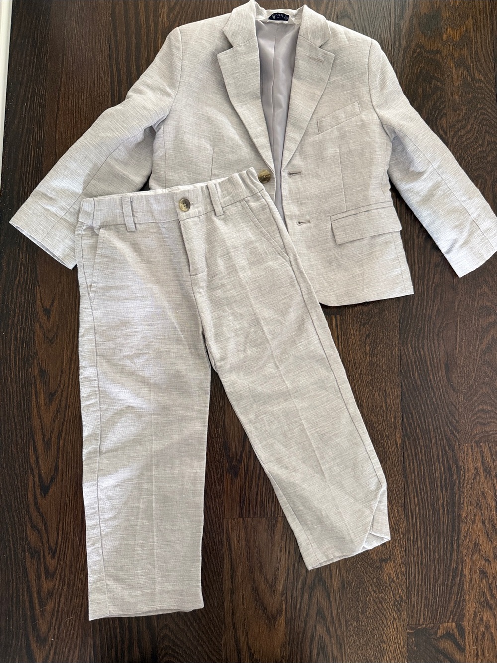 Janie and Jack toddler 3 Light Gray Linen-Blend Boys' Suit Set Pants